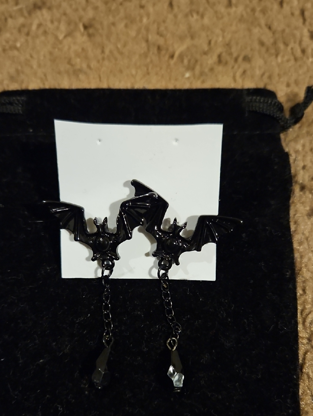 Black Bat Dangle Earrings